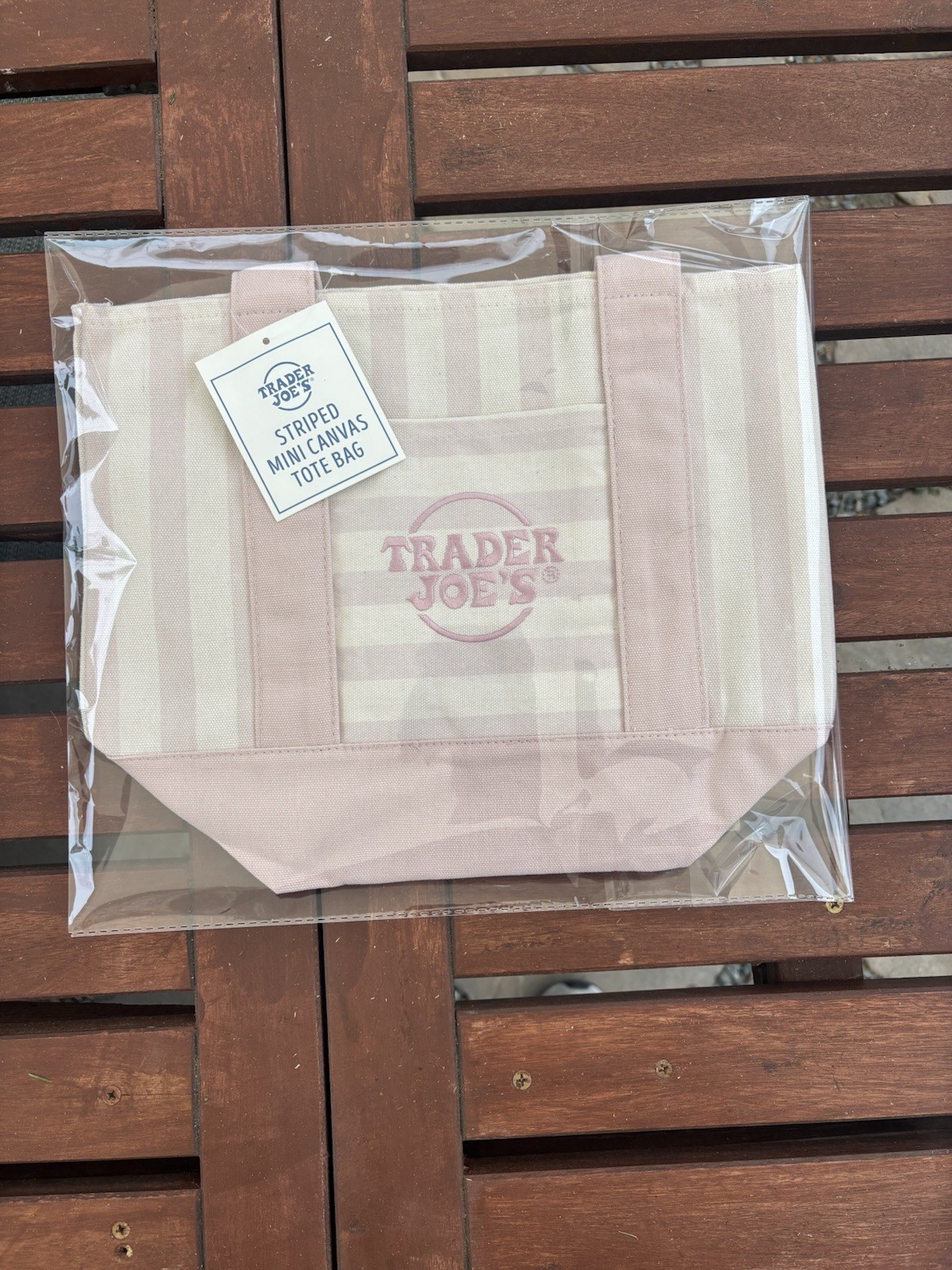 Trader Joe’s Small Striped Canvas Mini Tote Bag 13 in L x 6 in W x 10 in H