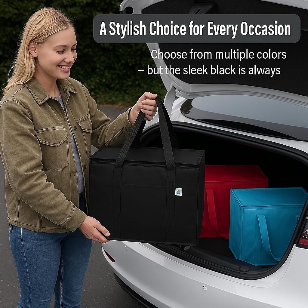 Collapsible XL Insulated Grocery Bags – 2-Pack in Red, Perfect for Heavy Loads