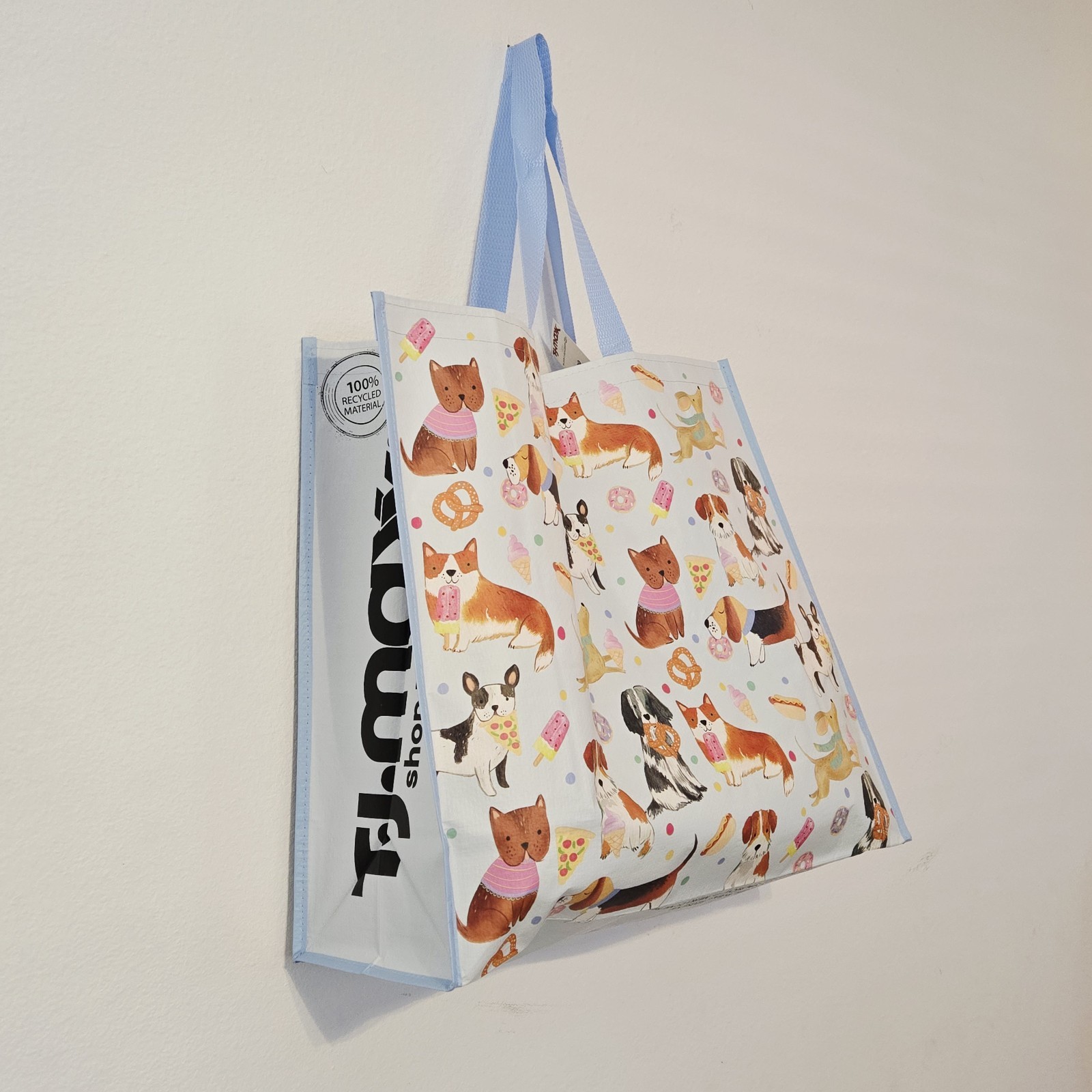 Dogs Snacks Pretzels Donuts Food Ice Cream Shopping Bag Reusable TJMaxx New!