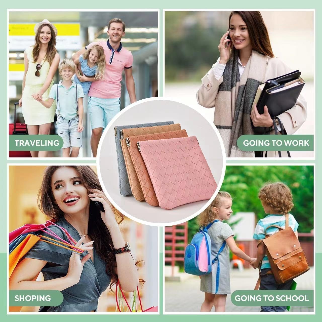 4PCS Small Makeup Bag for Purse，Waterproof Leather Portable Mini Multicolor