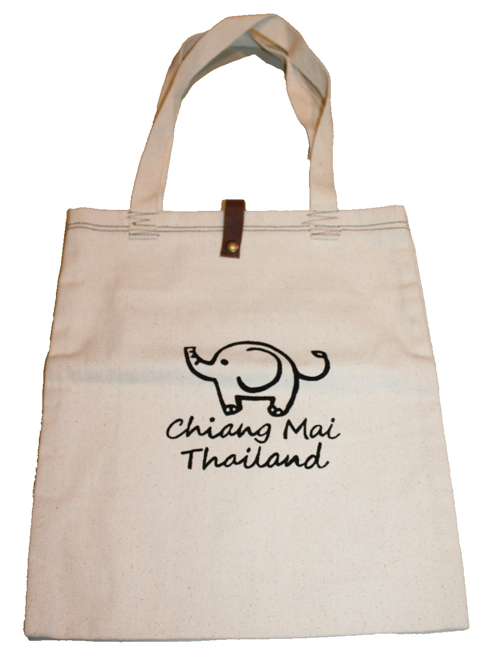 Chiang Mai Thailand canvas tote reuseable shopping bag natural beige elephant