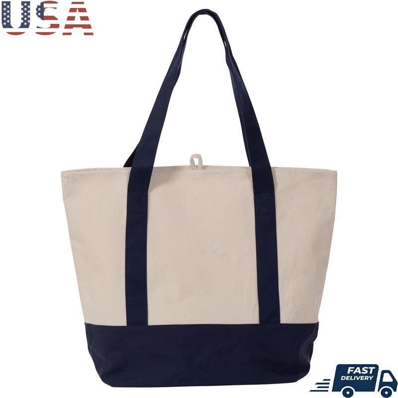 Eco-Friendly Reusable Canvas Tote Bag Durable Grocery Shopping Storage Organizer