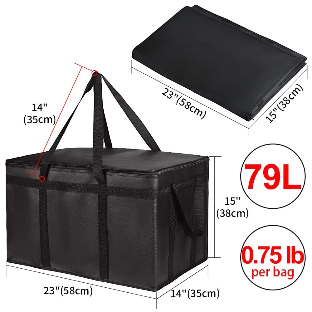 XXXL Insulated Grocery Cooler Tote Bag 22X14X13, Black, 1-Pack