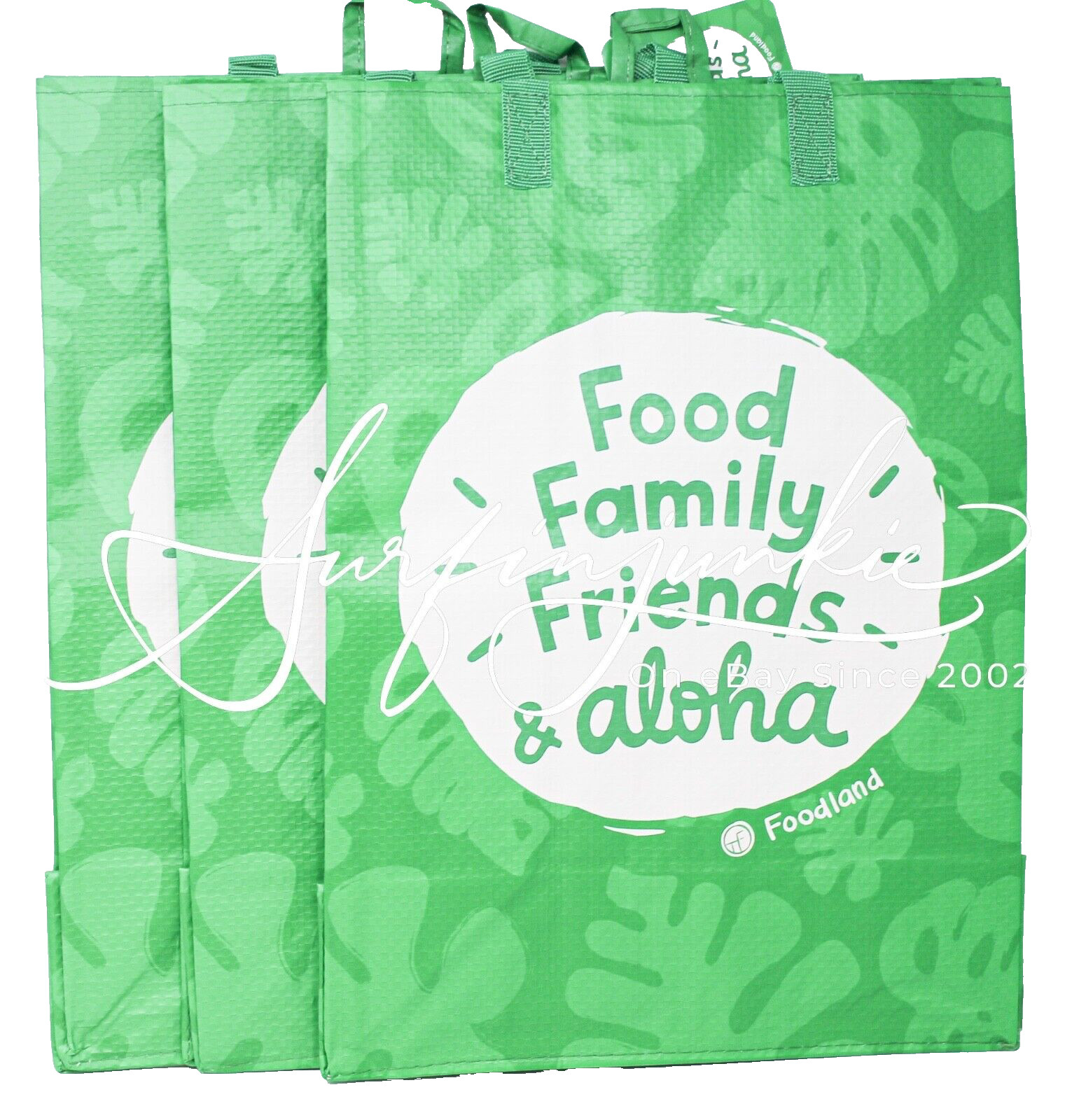 Foodland Food Family Friends Aloha 3pc Hawaii Shopping Reusable Grocery Tote Bag