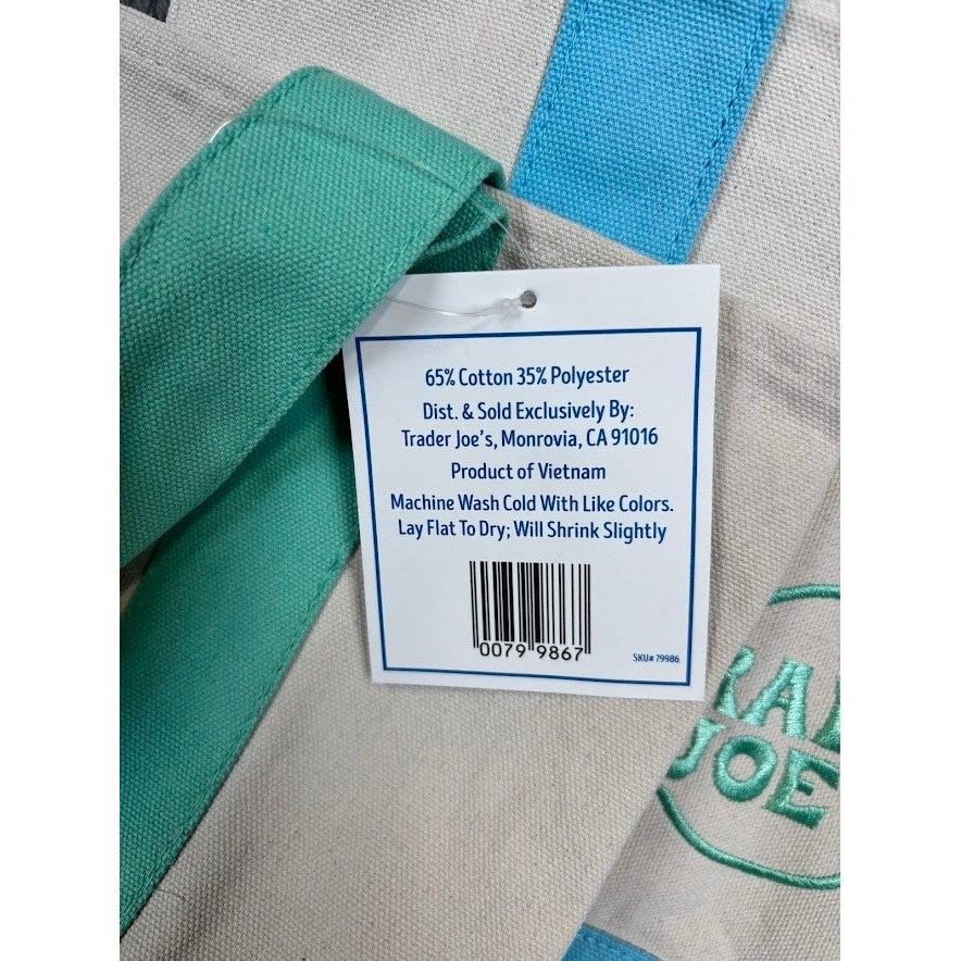 2025 Trader Joe’s Mini Pastel Canvas Tote Bag Set of 4 Teal Blue Purple Pink NEW