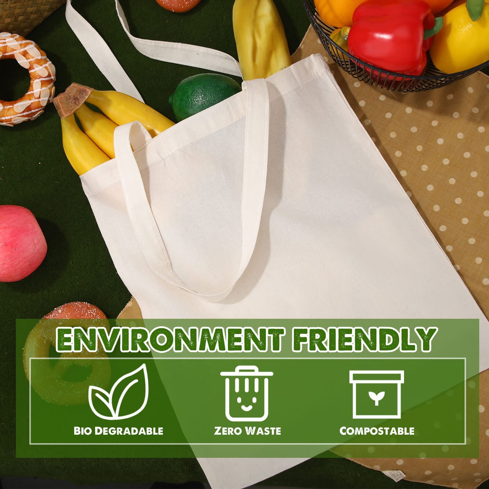 Reginary 36 Pack Canvas Tote Bags Blank Plain Canvas Bag Lightweight Reusable…