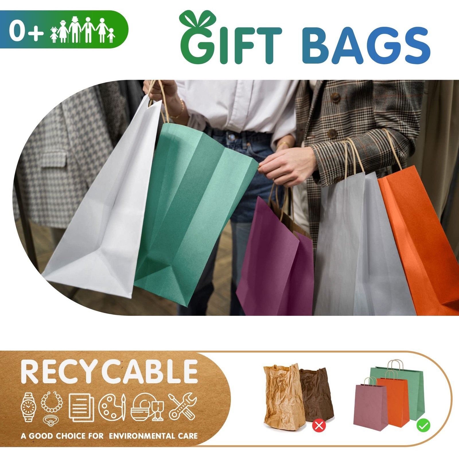 250 Wine Kraft Paper Shopping Bags 16x6x12 Paper Bags 150 gsm /w Rope Handles