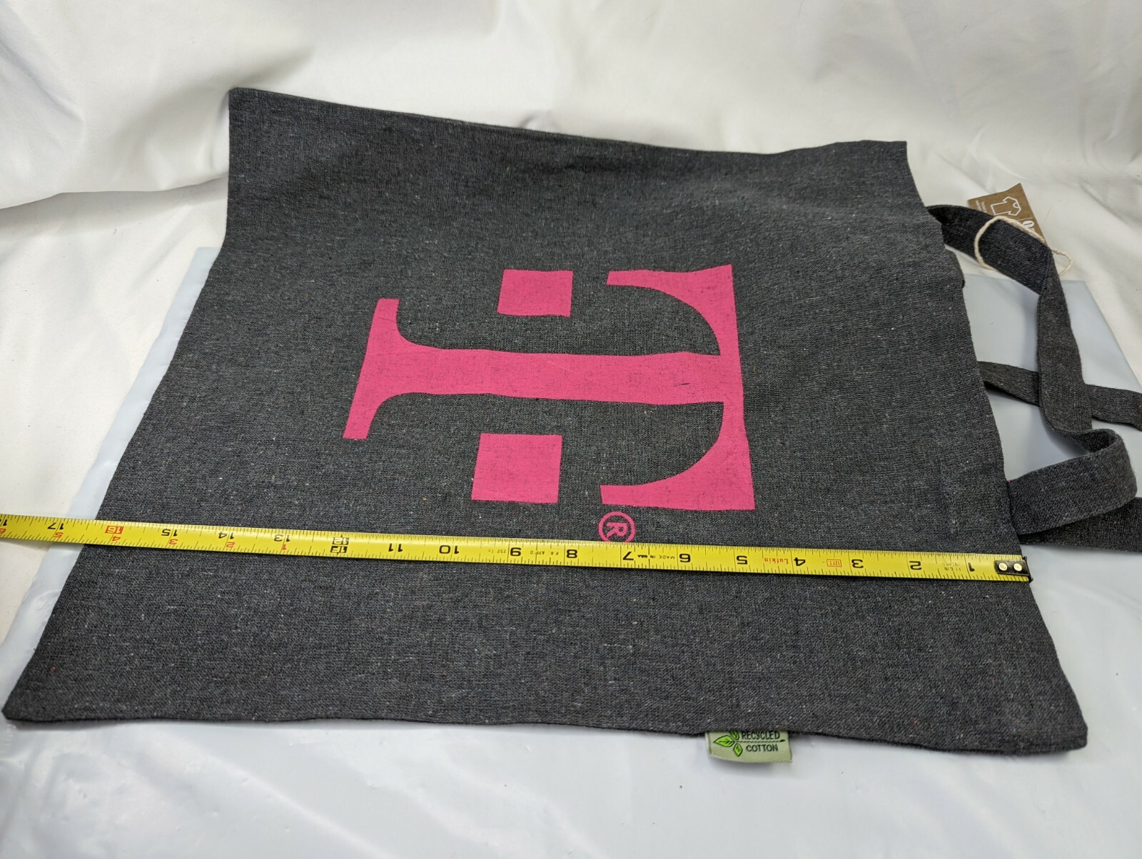 Recycled Cotton Twill Tote Shopping Bag Reusable Gray Pink Leeds T Mobile