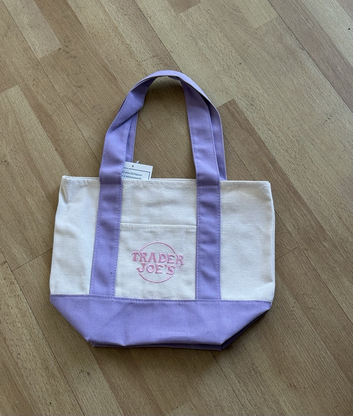 TRADER JOE’S MINI PURPLE CANVAS TOTE BAG NWT 2026