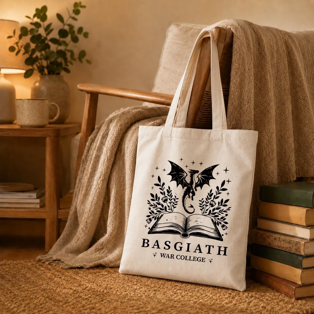 Funny Canvas Tote Bag, Basgiath War College Tote Bag, Casual Canvas Totes for…