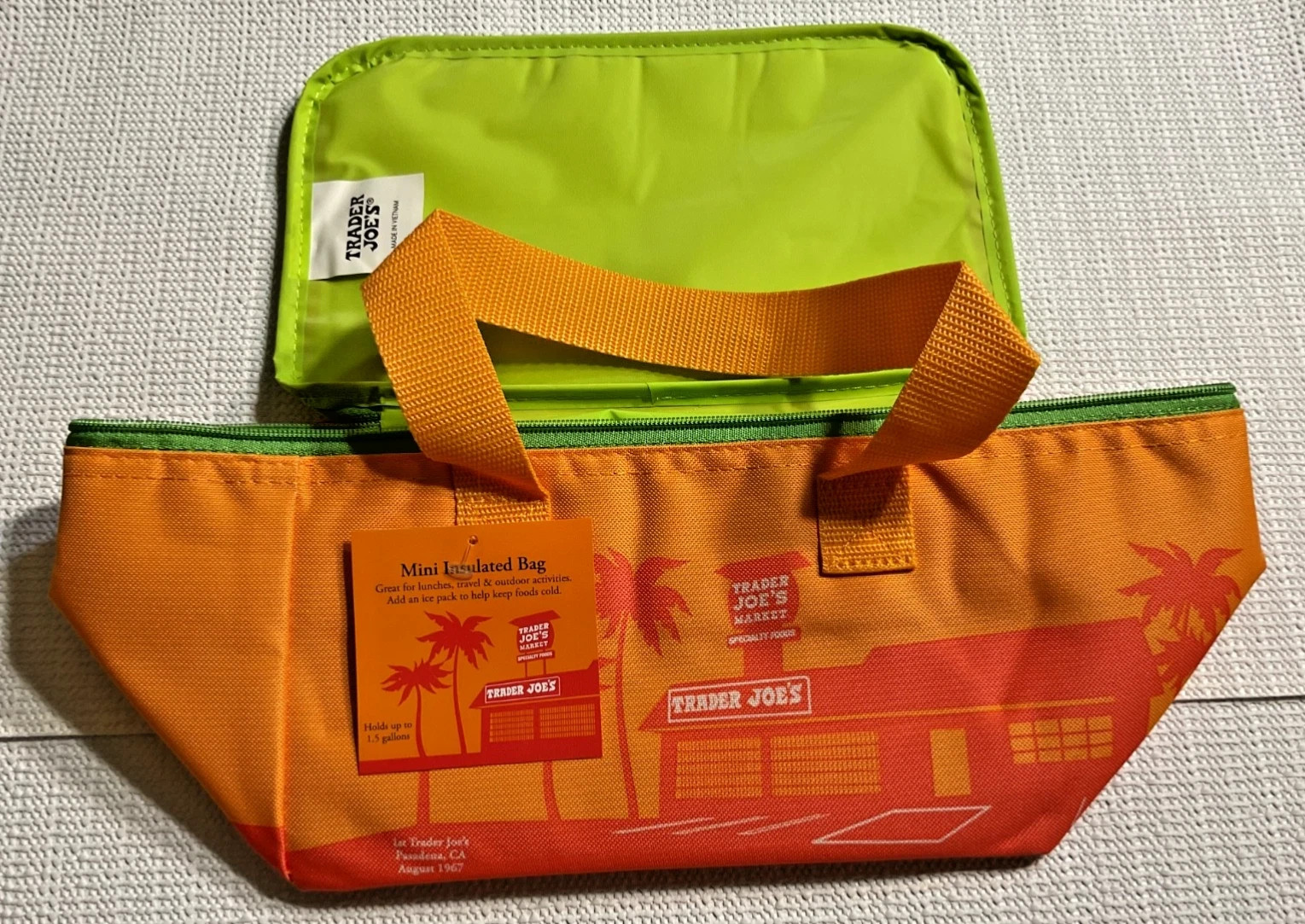 Trader Joe’s Mini Insulated Bag Orange with Green Zipper, Summer 2026 Release