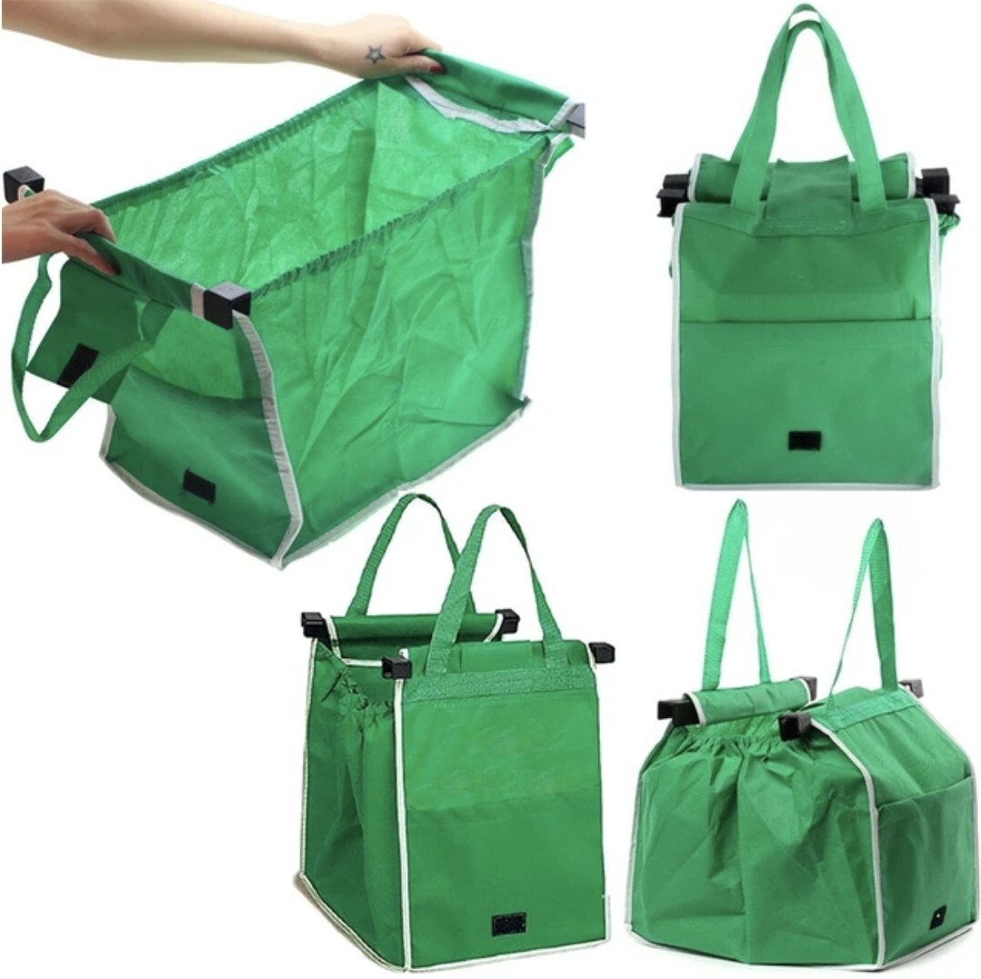 Reusable Shopping Bags Green Eco Foldable Handle Trolley Bag Grocery