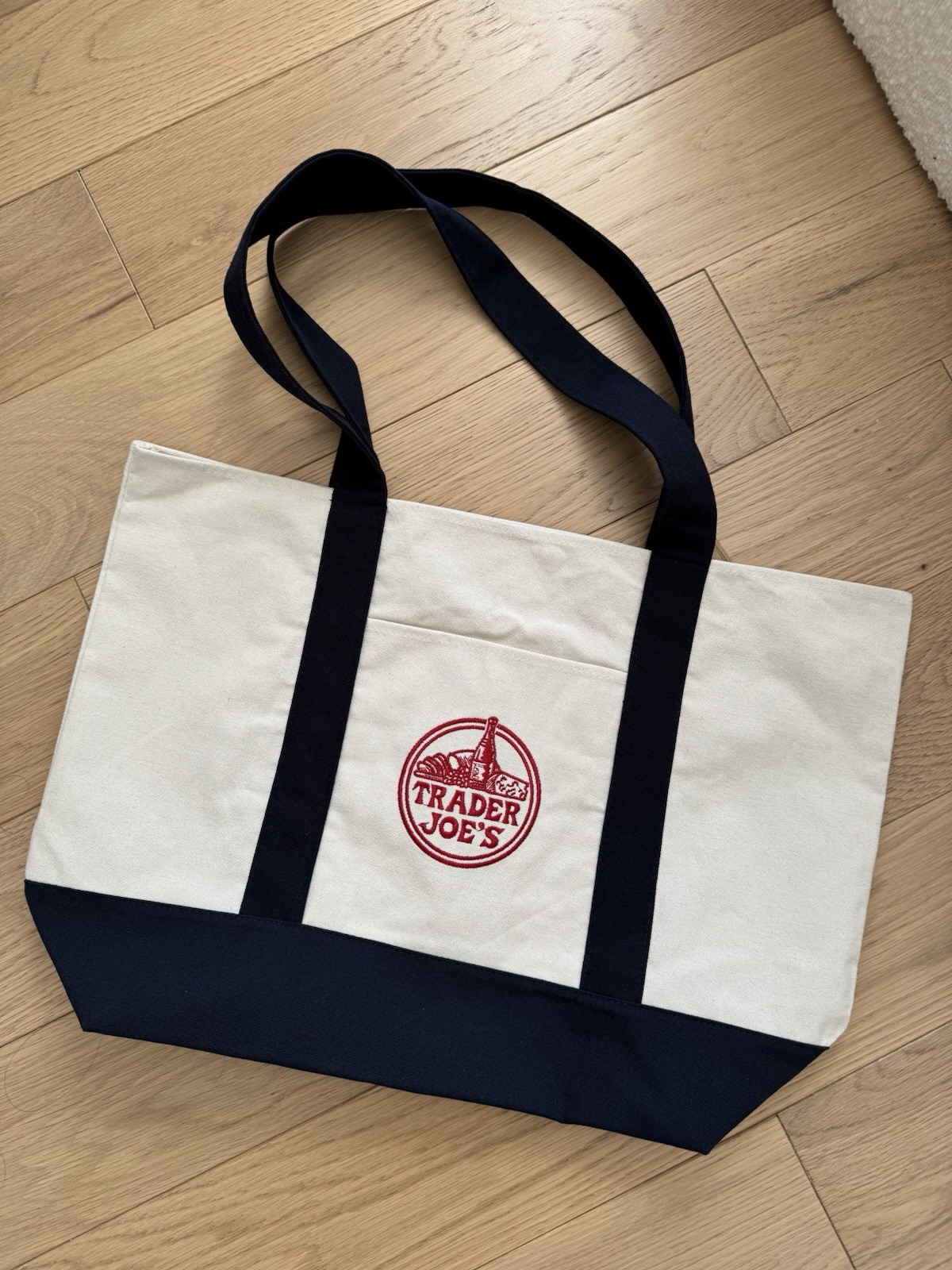Trader Joe’s Bag Canvas Reusable Heavy Cotton Basic Style Shopping Navy Large