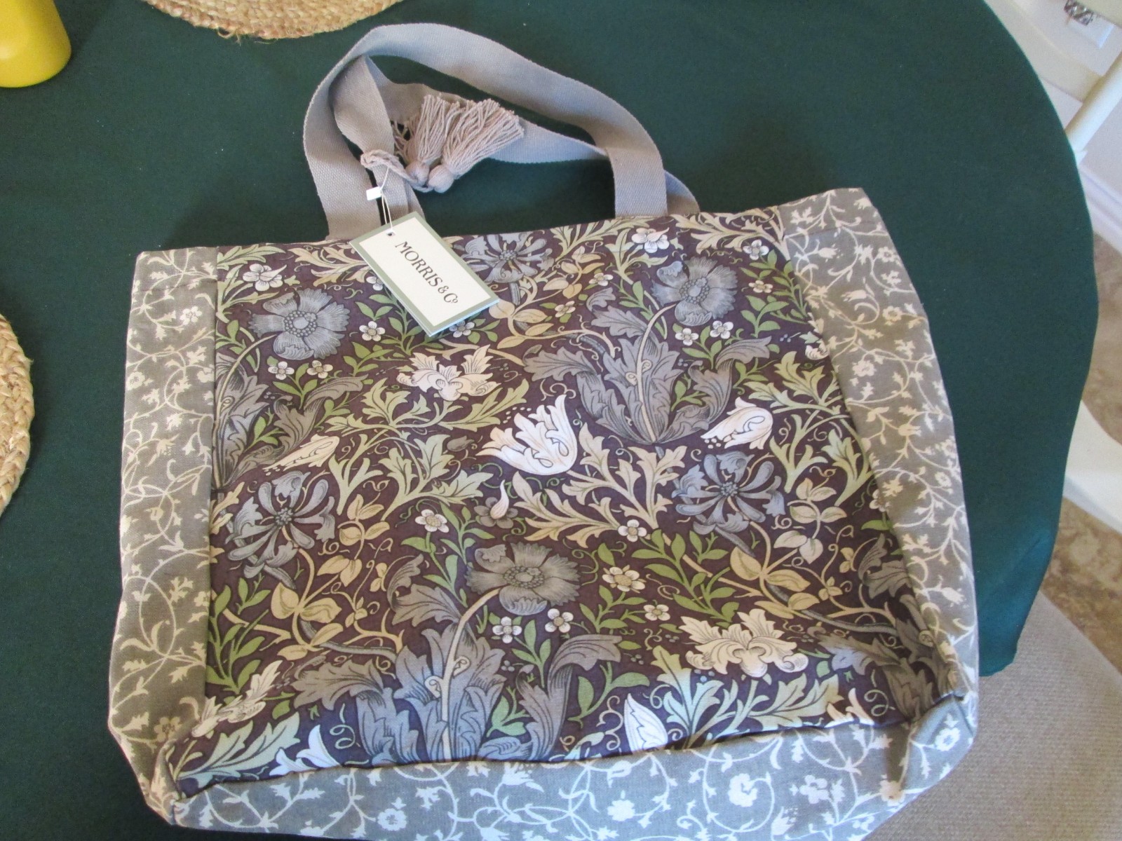 William Morris Canvas Tote Reusable Shopping Bag Compton Damson Floral/NWT