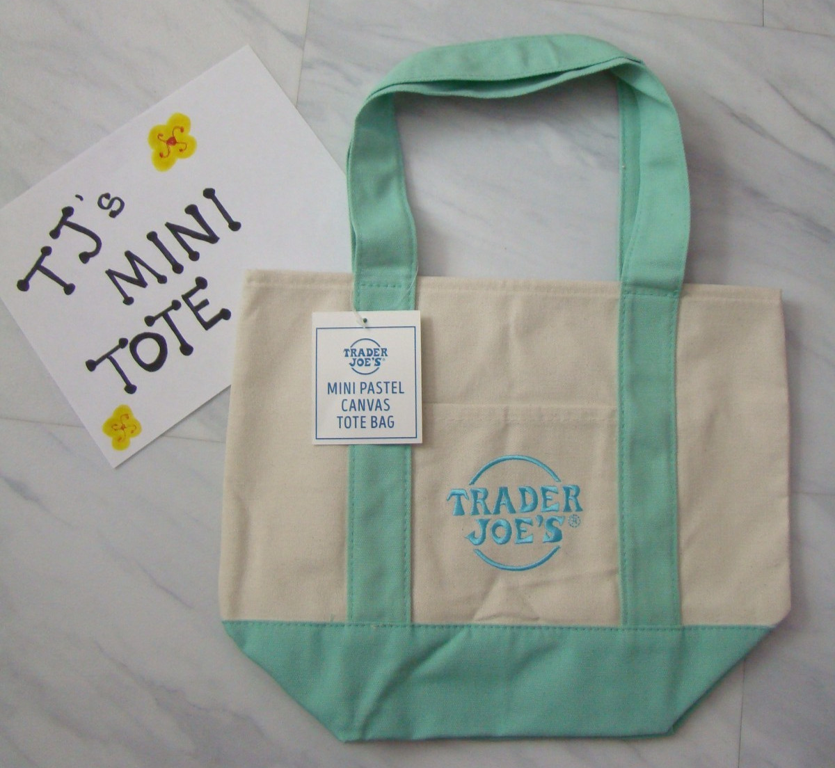 New Trader Joe’s Pastel Green Mini Canvas Reusable Tote Bag Limited Edition