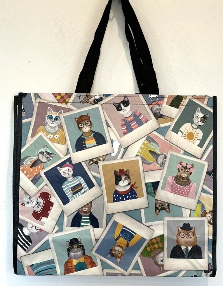 Cat Kitty Reusable Bag~Polaroid Photos~Reusable~Grocery~Shopping~Gift~EcoTote