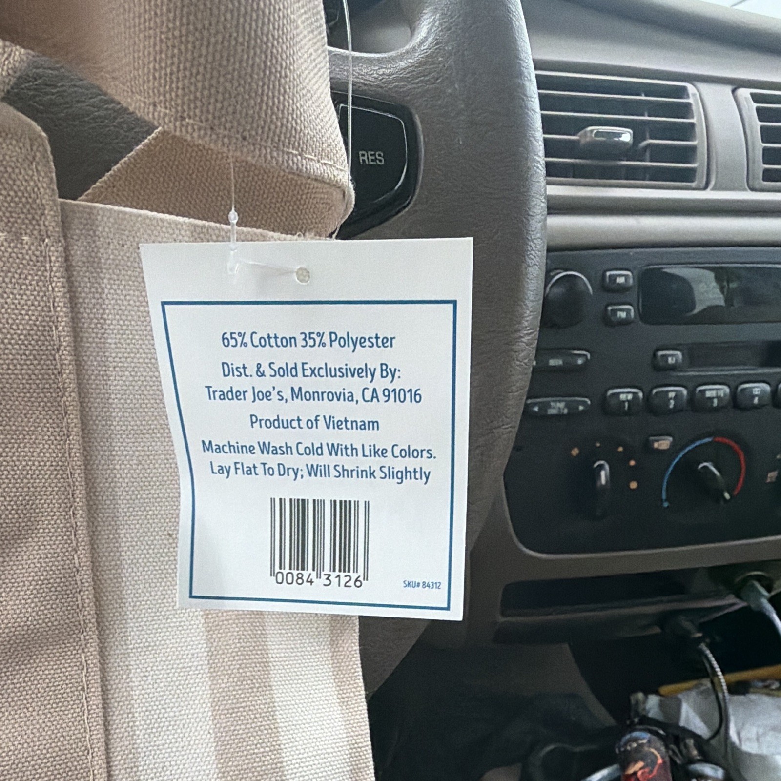 Trader Joe’s Striped Mini Canvas Tote Bag Beige/White Cotton Polyester