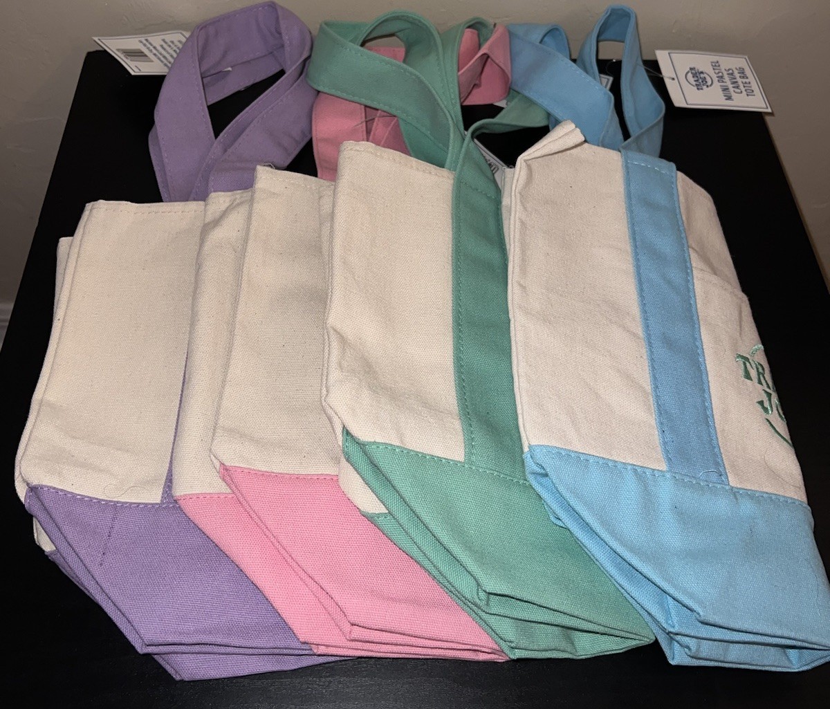 Spring 2026 Trader Joe’s Mini Pastel Canvas Tote Bag Set Of 4