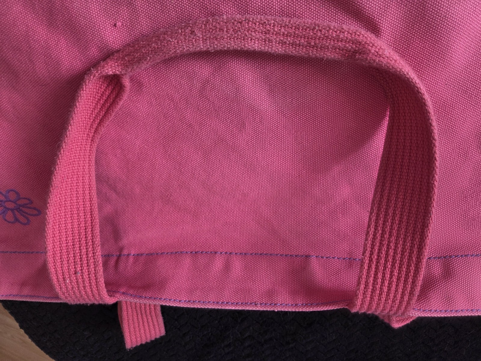 RARE Life is Good Large Bubble gum pink & purple Canvas Tote Bag NEW
