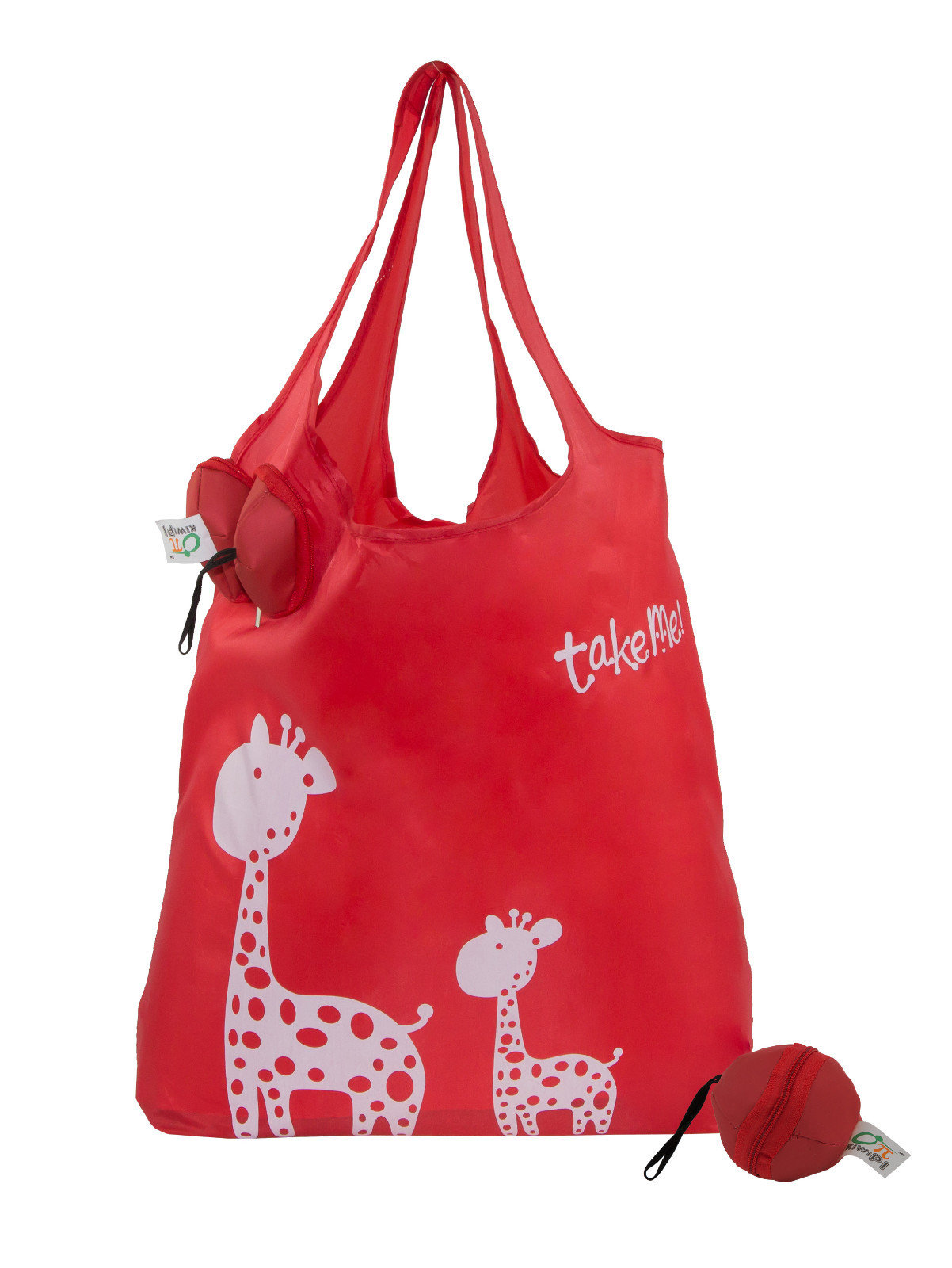 KiwiPi Giraffe Reusable Foldable Grocery Shopping Gift Bag,Set of 6 Random Color