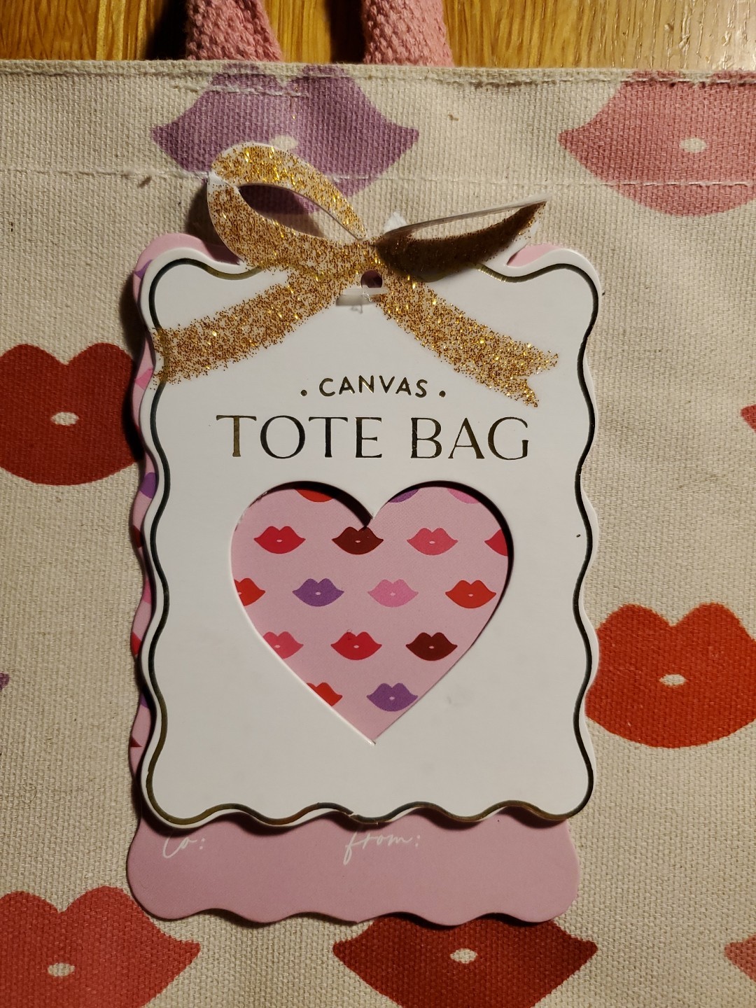 Eccolo Valentine’s Day Lips 💋 Kisses Cotton Canvas Reusable Shopping Tote Bag
