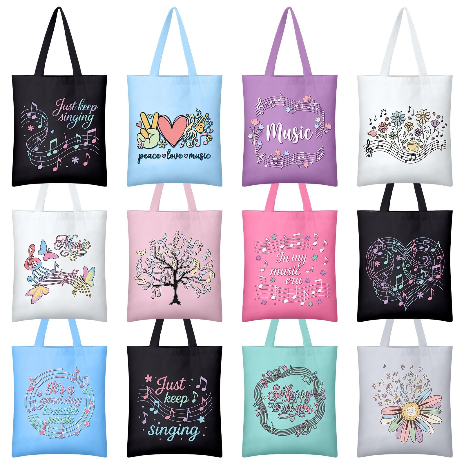 12 Pcs Music Gifts Tote Bag for Women Musical Theater Gifts Reusable Grocery …