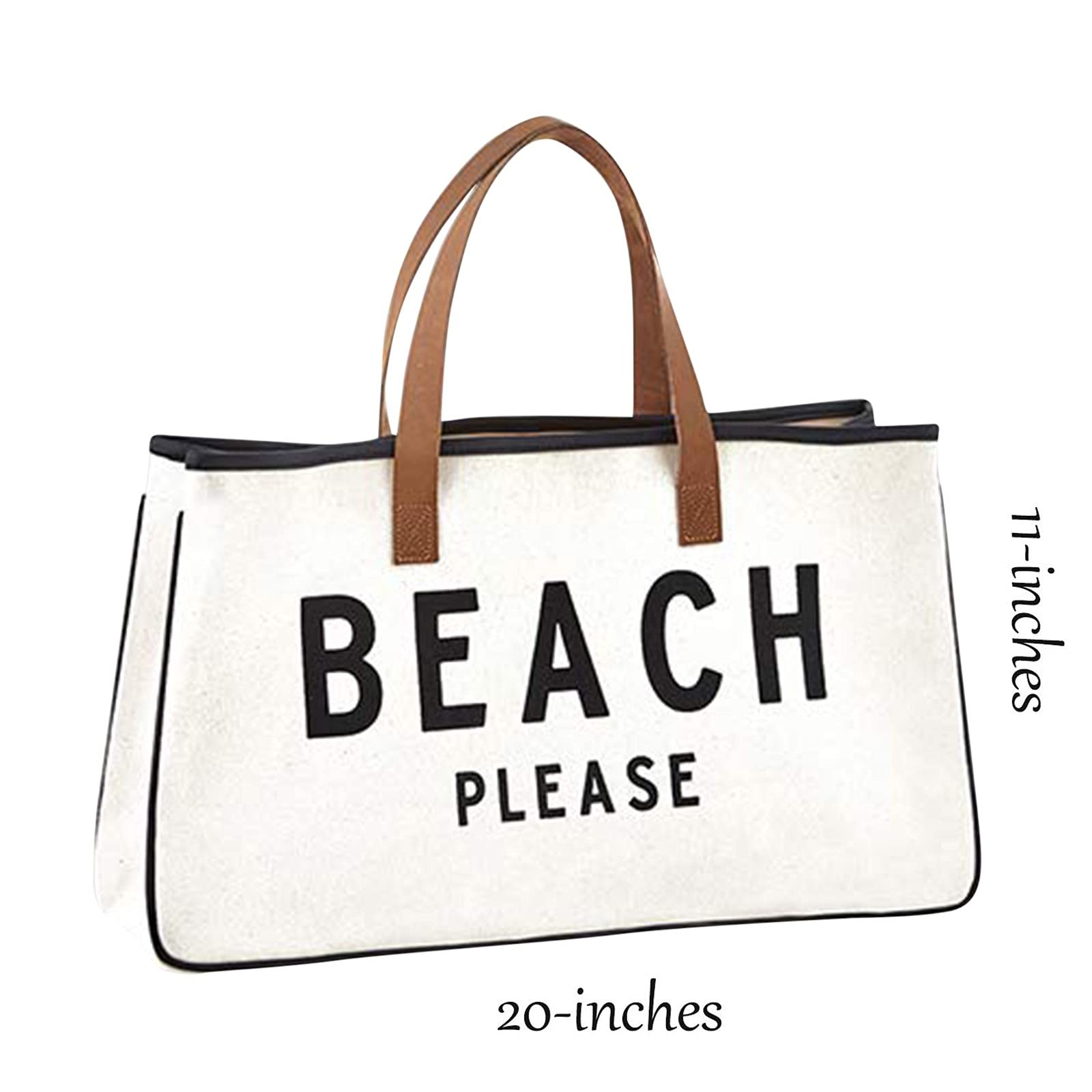 Womens Tote – Cotton Canvas Shoulder Bag with Leather Handles and Waterproof …