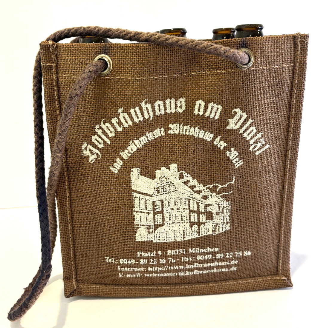 VTG Hofbrauhaus Munchen Germany Burlap 6 Pack Tote Bag