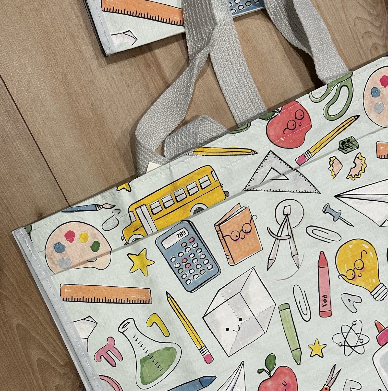 LOT OF 3 – TJ MAXX Teacher School Large Reusable Shopping Tote Eco Bag – 18 in H
