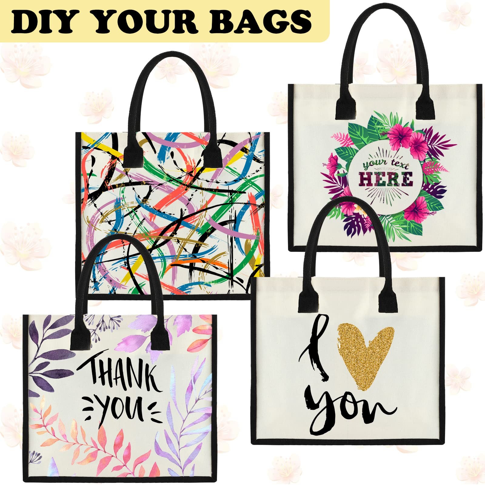 Reginary 6 Pcs Bridesmaid Bags Bulk Initial Canvas Tote Bags with Handles Per…