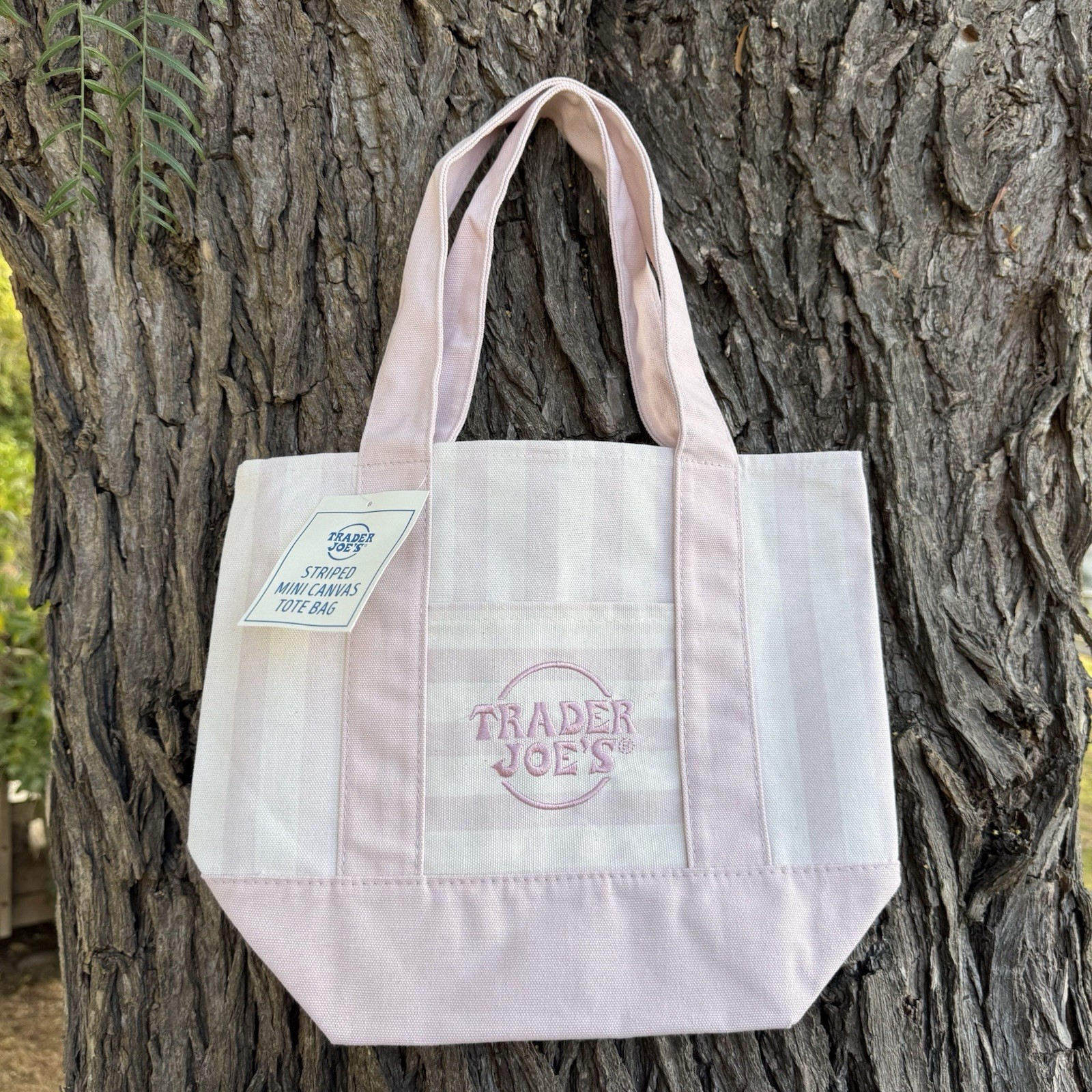 Trader Joe’s Striped Mini Canvas Tote Bag Petal Pink Summer 2026 Limited Release