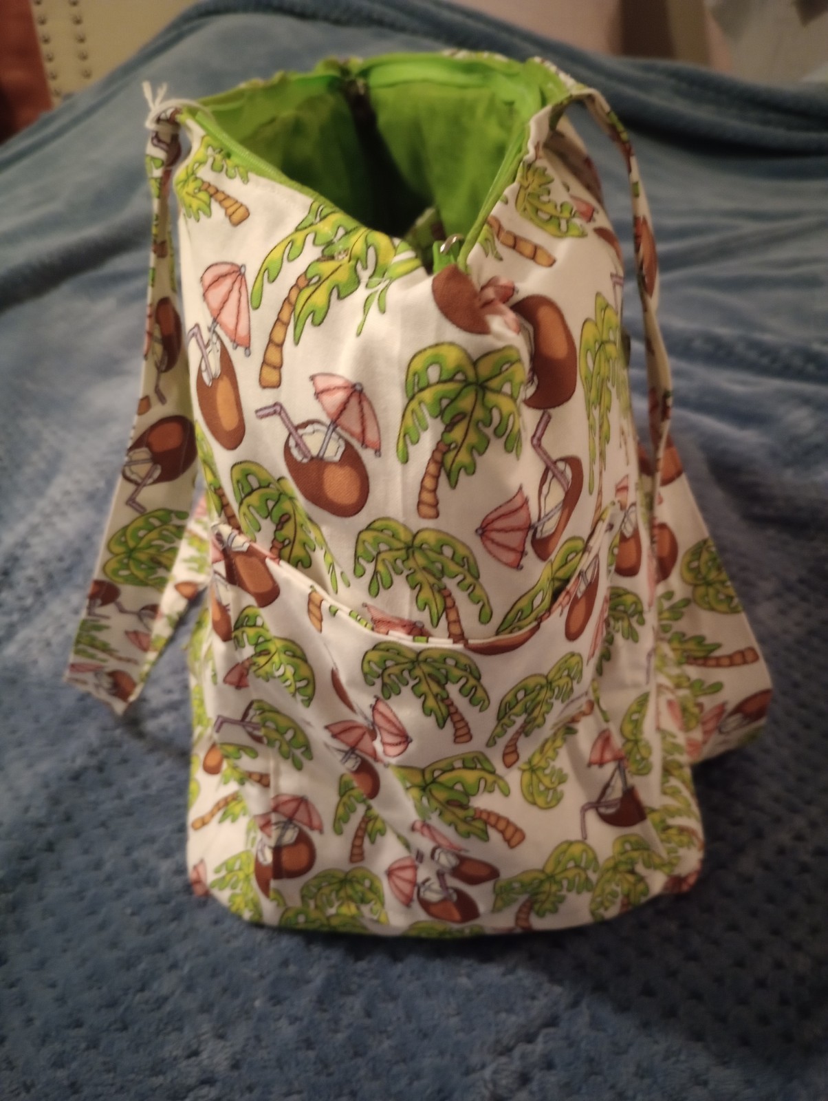 Foldable Tote Bag/ handbag Palm Tree Coconut Print Fabric Tropical