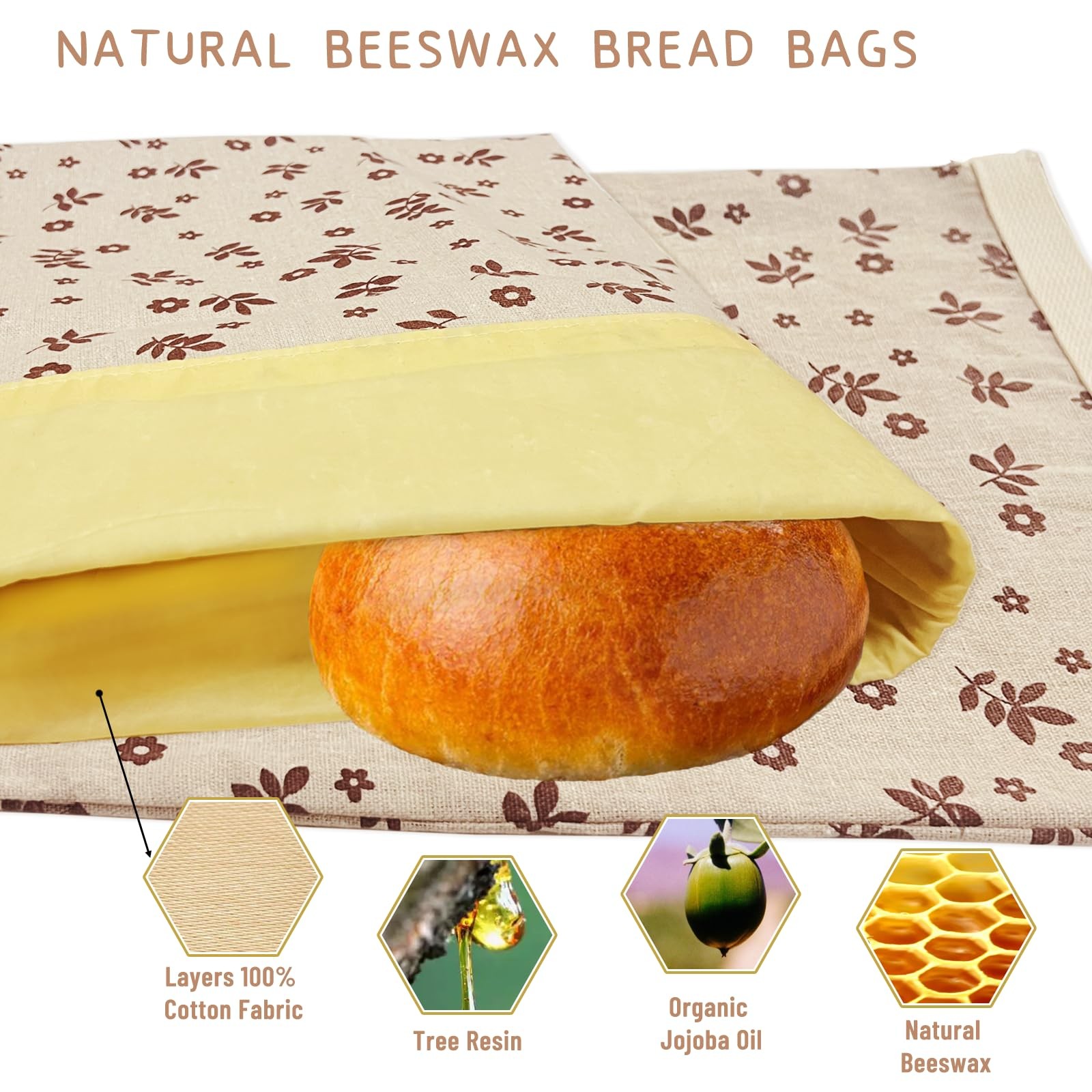 ALIKITCN 2 Packs Reusable Beeswax Bread Bags for Homemade – cotton