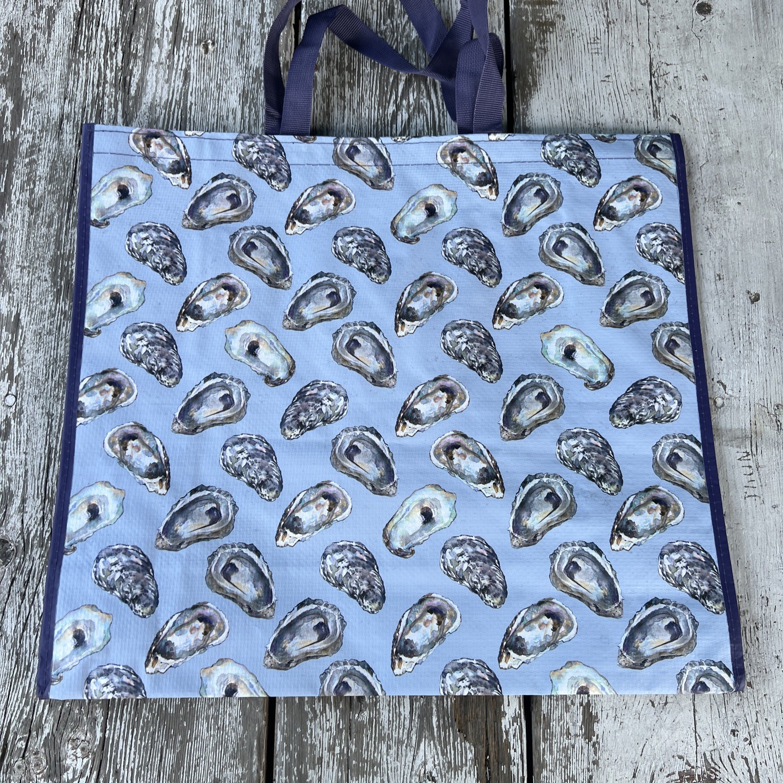 NEW Large Reusable Shopping Bag – Beautiful Design! OYSTERS 🦪 all OVER free✈️