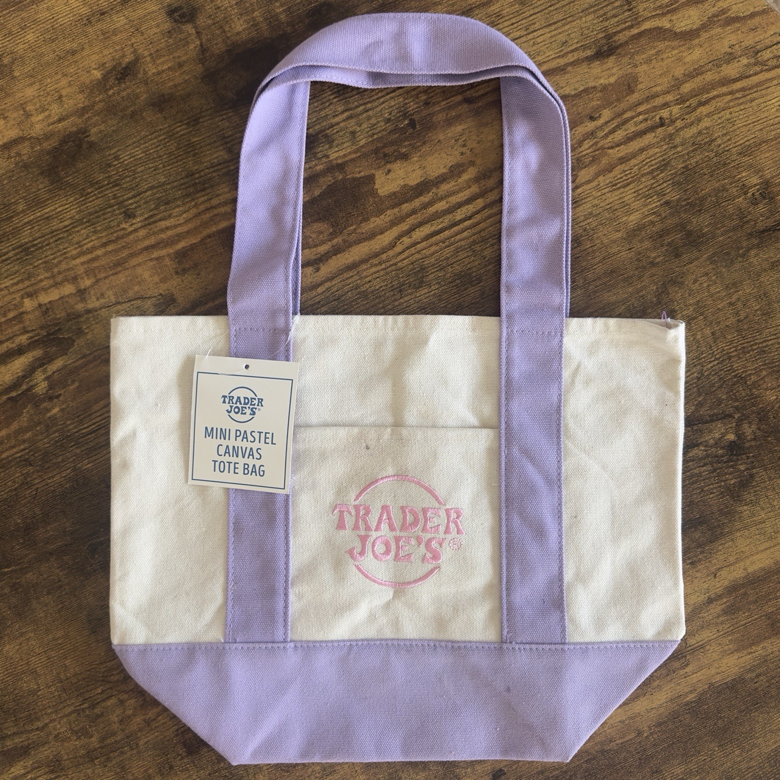 Trader Joe’s Reusable Pastel Purple/Pink/White Mini Canvas Tote Bag