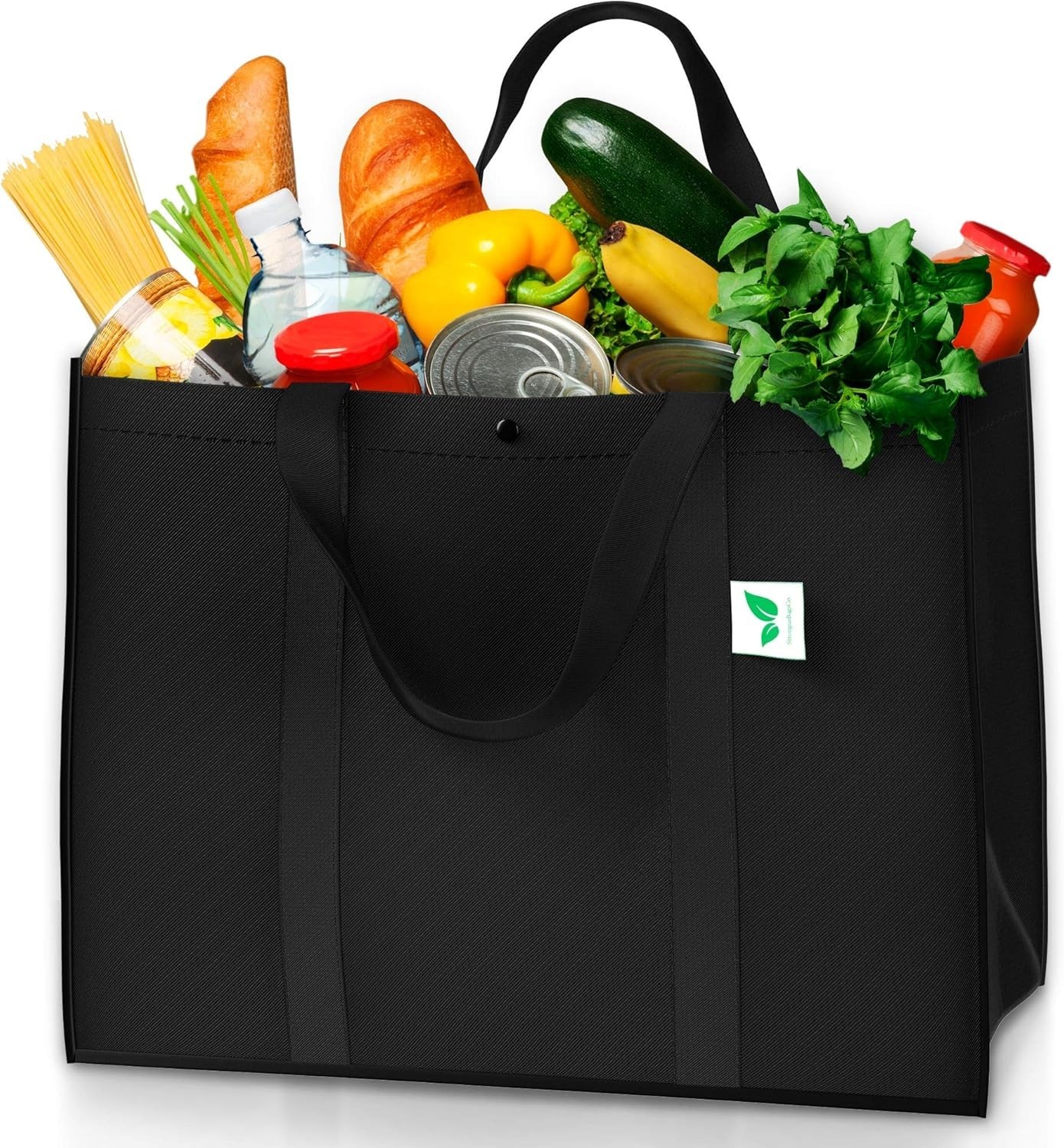 STRONGUS Reusable Grocery Bags [6 Pack, Black] – Extra Large, Foldable, Holds 50