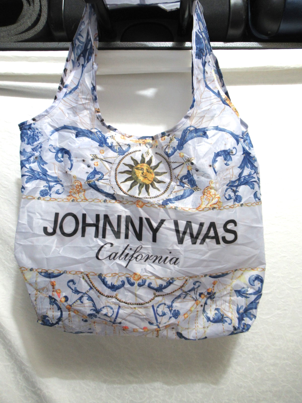 Johnny Was California Blue Celestial Sun Multicolor Nylon Shopping Tote Bag