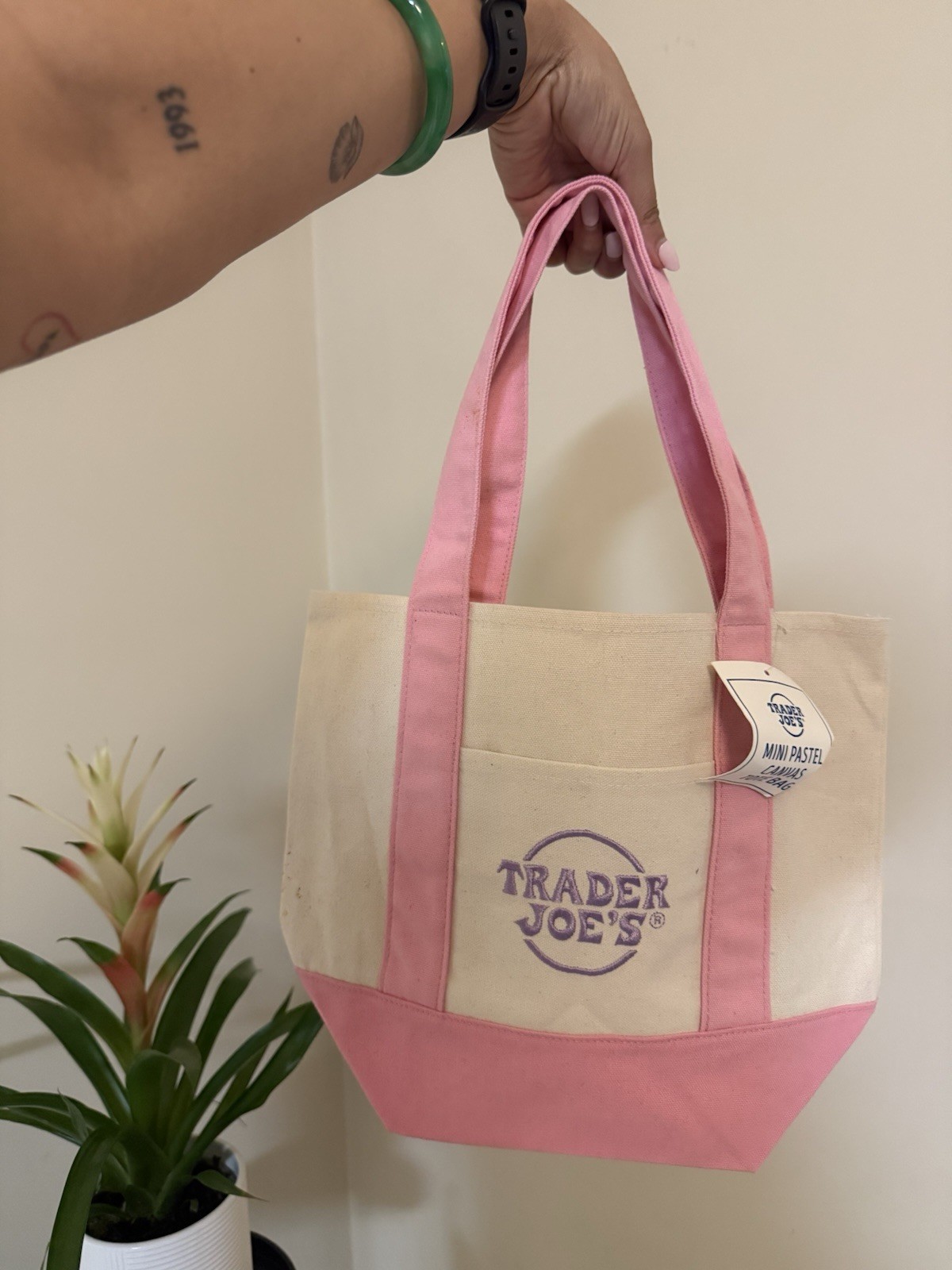 Two Trader Joe’s Mini Totes in Pastel color / Reusable 13x6x10