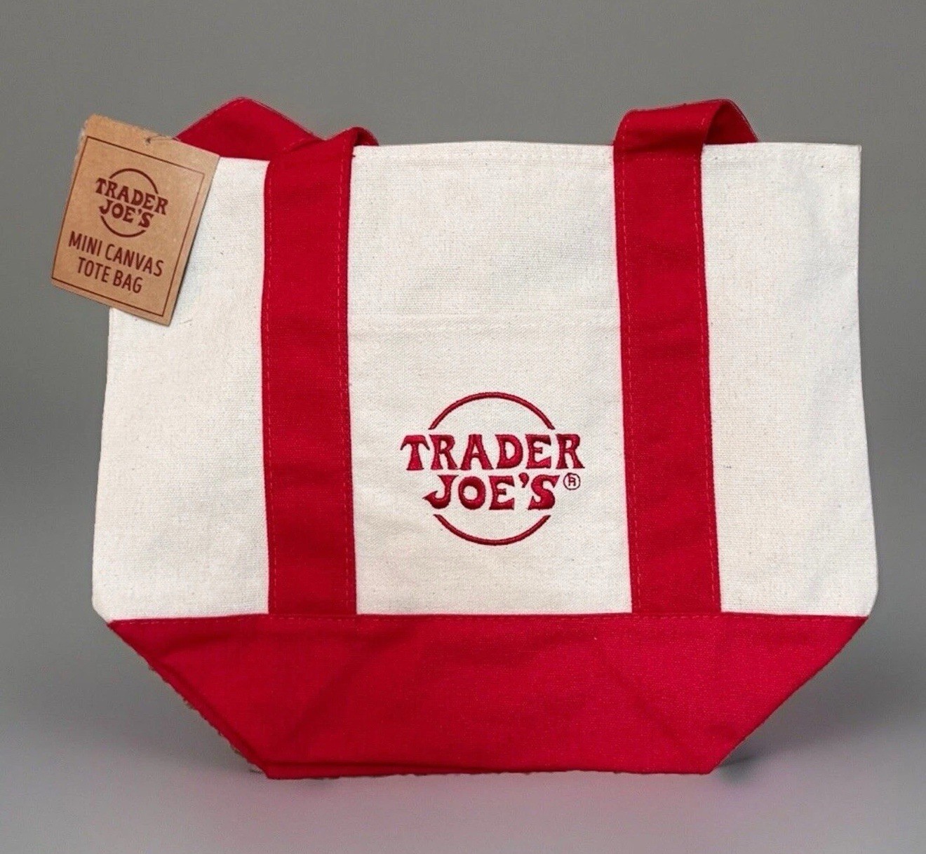 BRAND NEW with TAGS – Trader Joe’s – Holiday 2025 Canvas Mini Tote Bag – Red