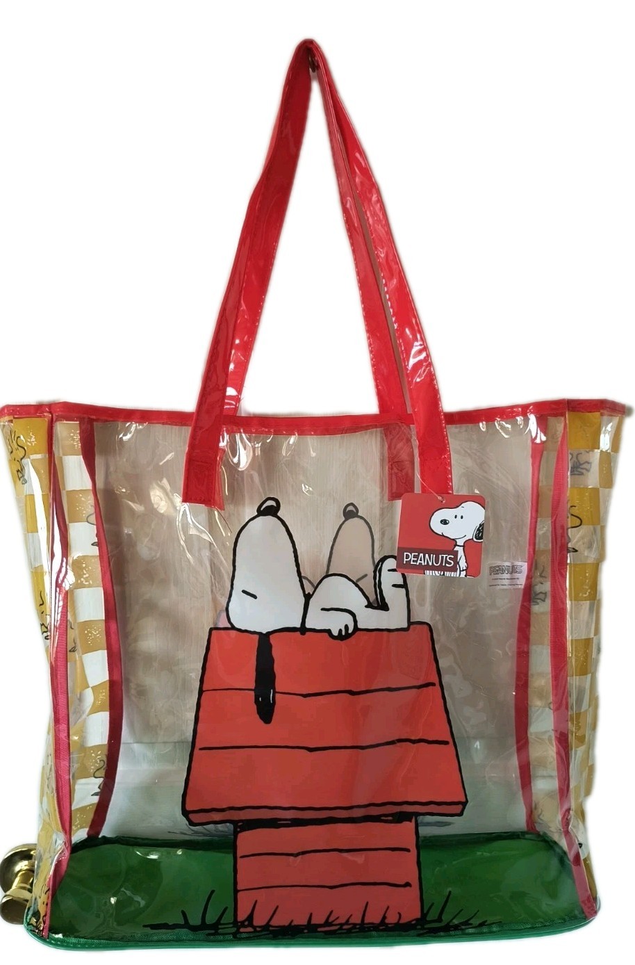 Peanuts SNOOPY & WOODSTOCK XL TRANSPARENT Reusable Tote/Shopping/Gift Bag🆓Ship!