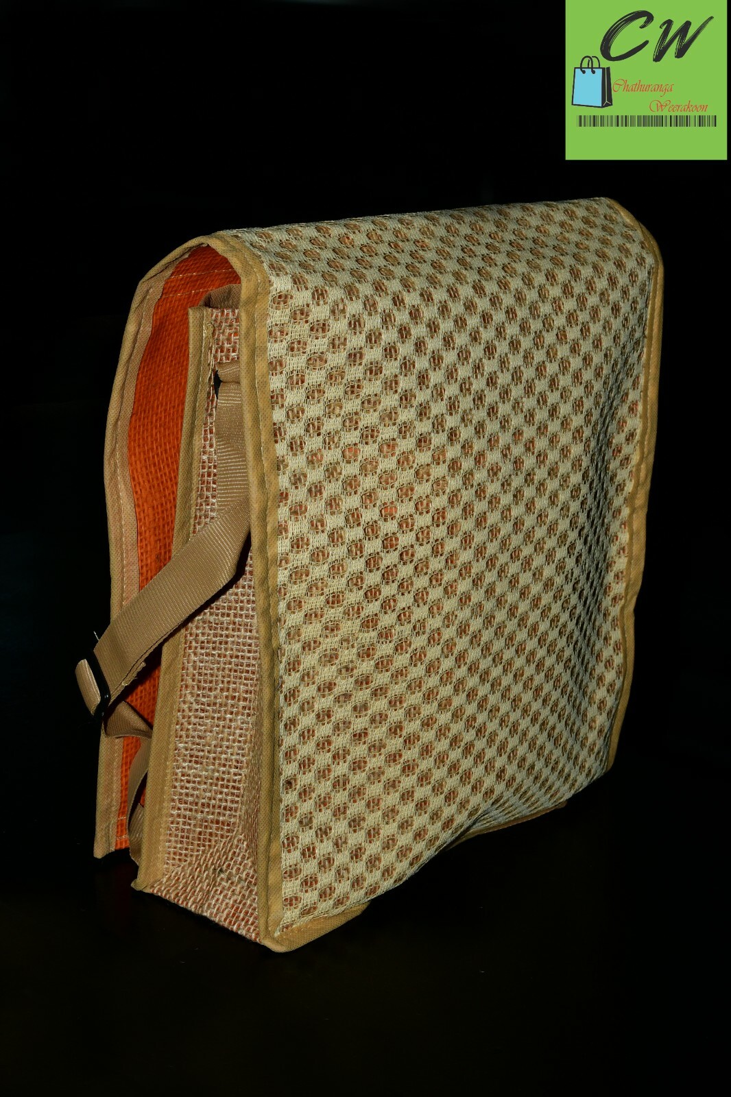 JUTE REUSABLE SIDE BAG TRADITIONAL SRI LANKAN ECO FRIENDLY HANDMADE 100%