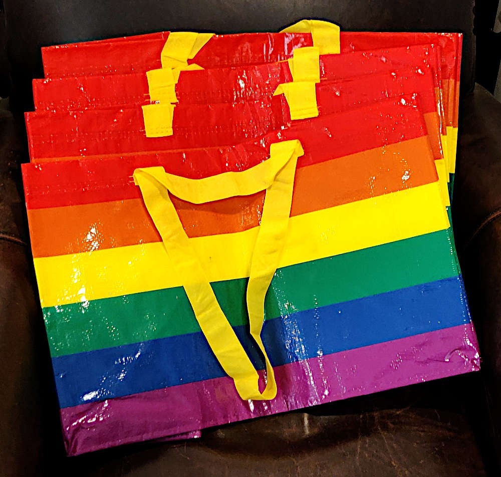 IKEA Storstomma Lt. Ed. Large Shopping Tote Rainbow Pride LGBT Bags Lot of 4 NEW