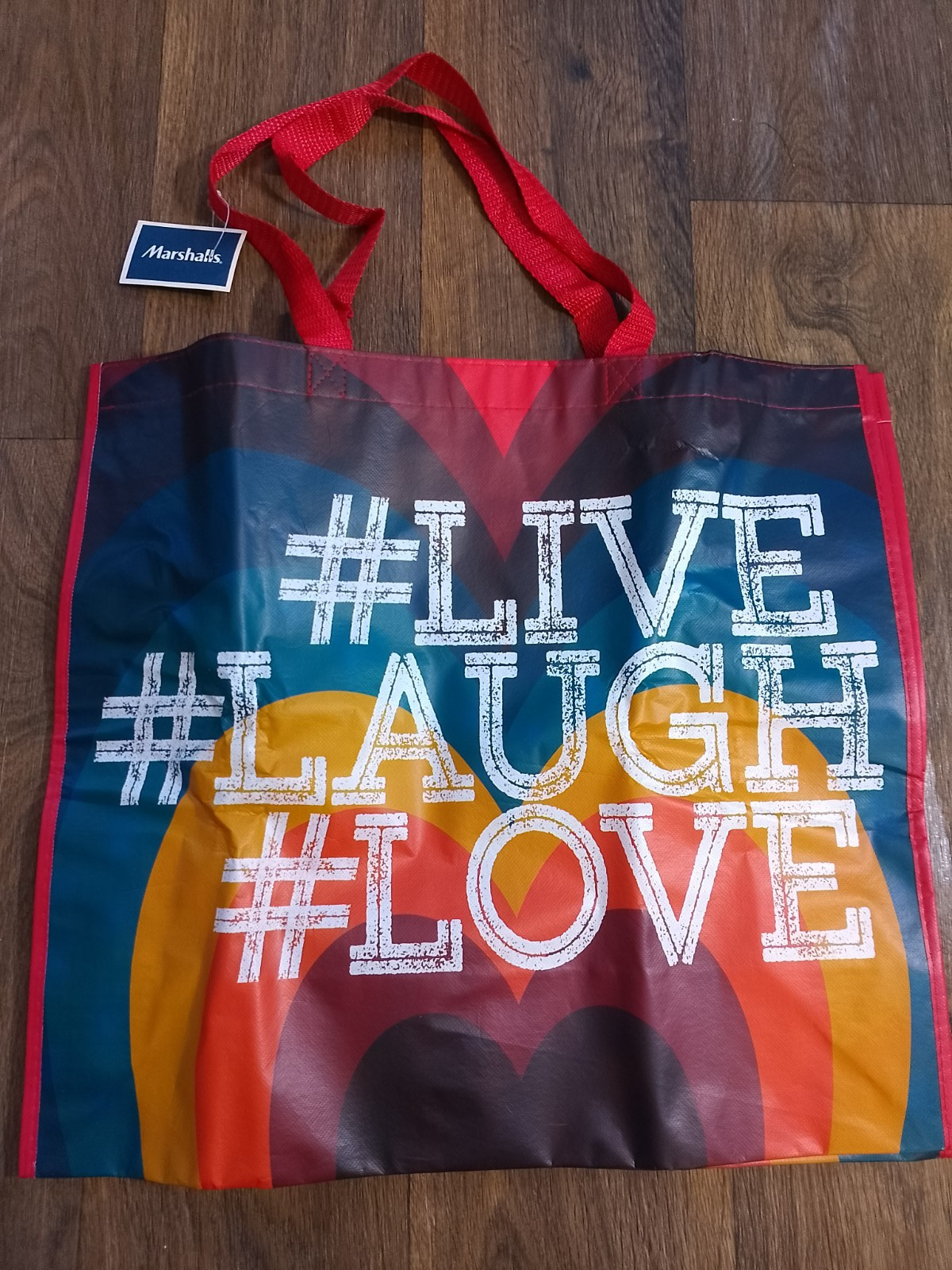 Marshalls “Live, Laugh, Love” reuseable shopping bag 19×7.5×17.5 inches