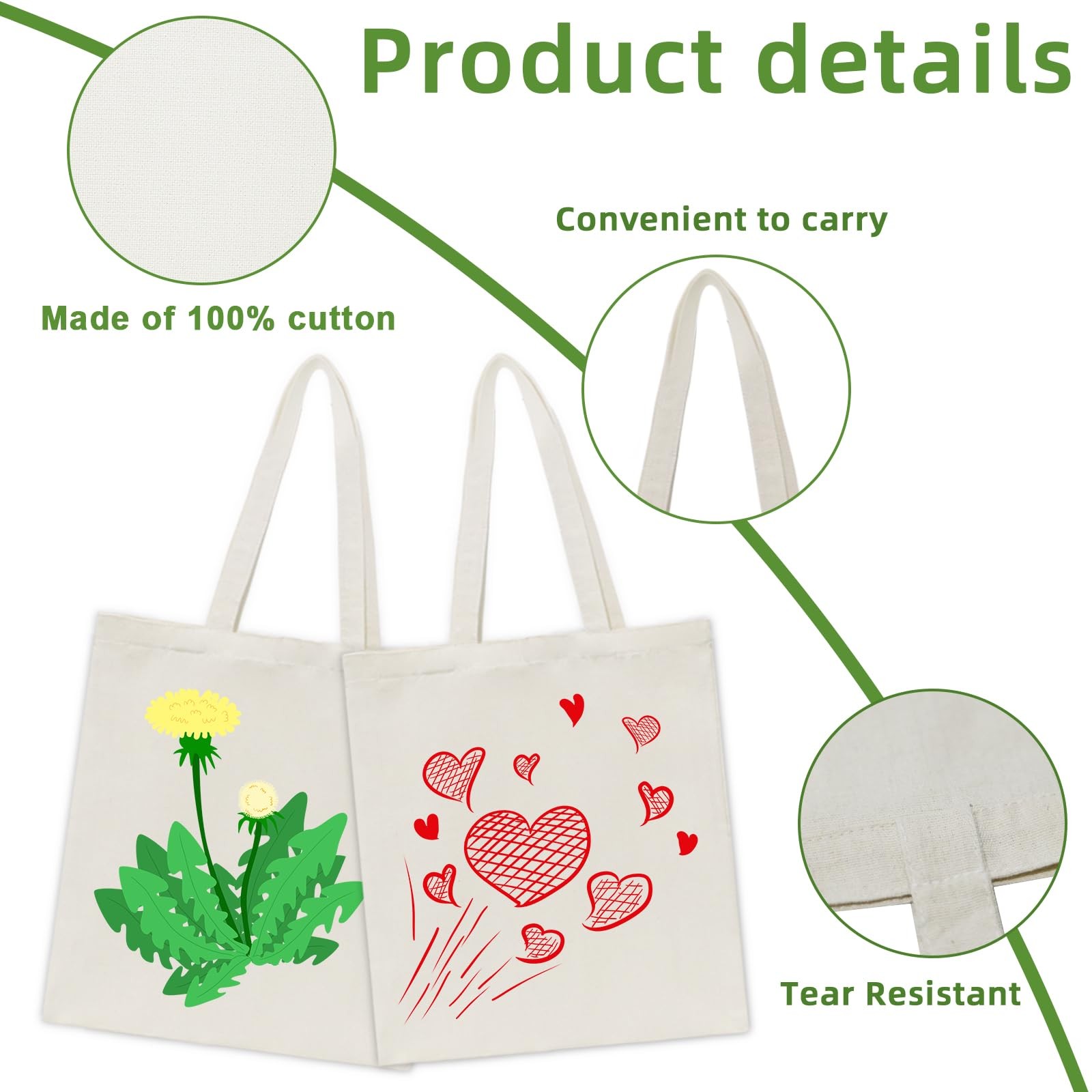 24 Pack Canvas Tote, Reusable Blank Canvas for Shopping,Grocery Bags,DIY Gift…
