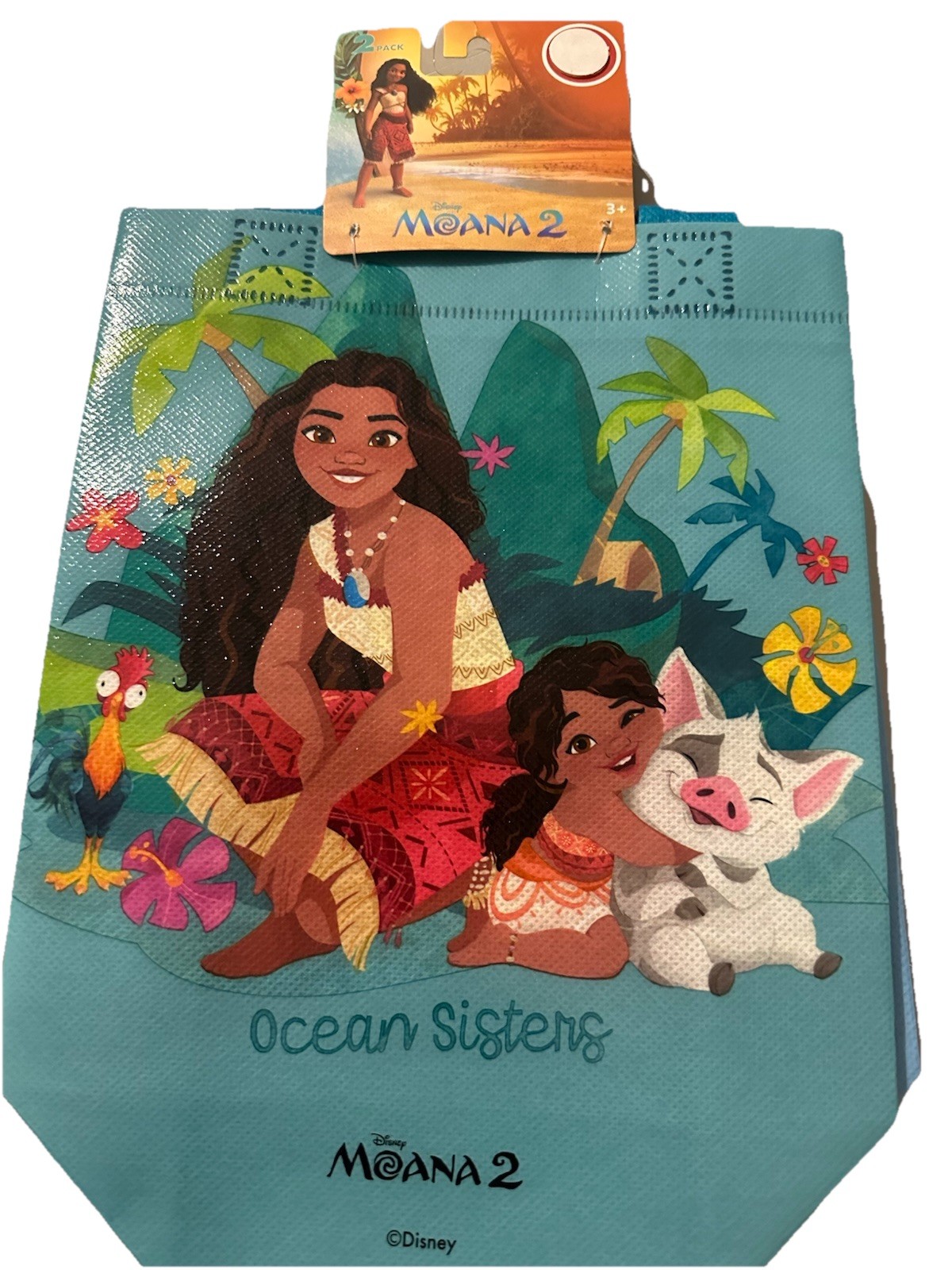 2 Pack Disney Moana Ocean 7x8x3.5 Inch Bags Kids Character Party W/Handles