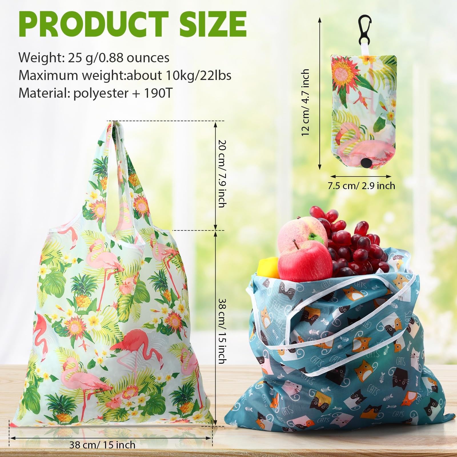 24 Pcs Foldable Reusable Shopping Bag Recycle Travel Grocery Bag Fold to Pock…
