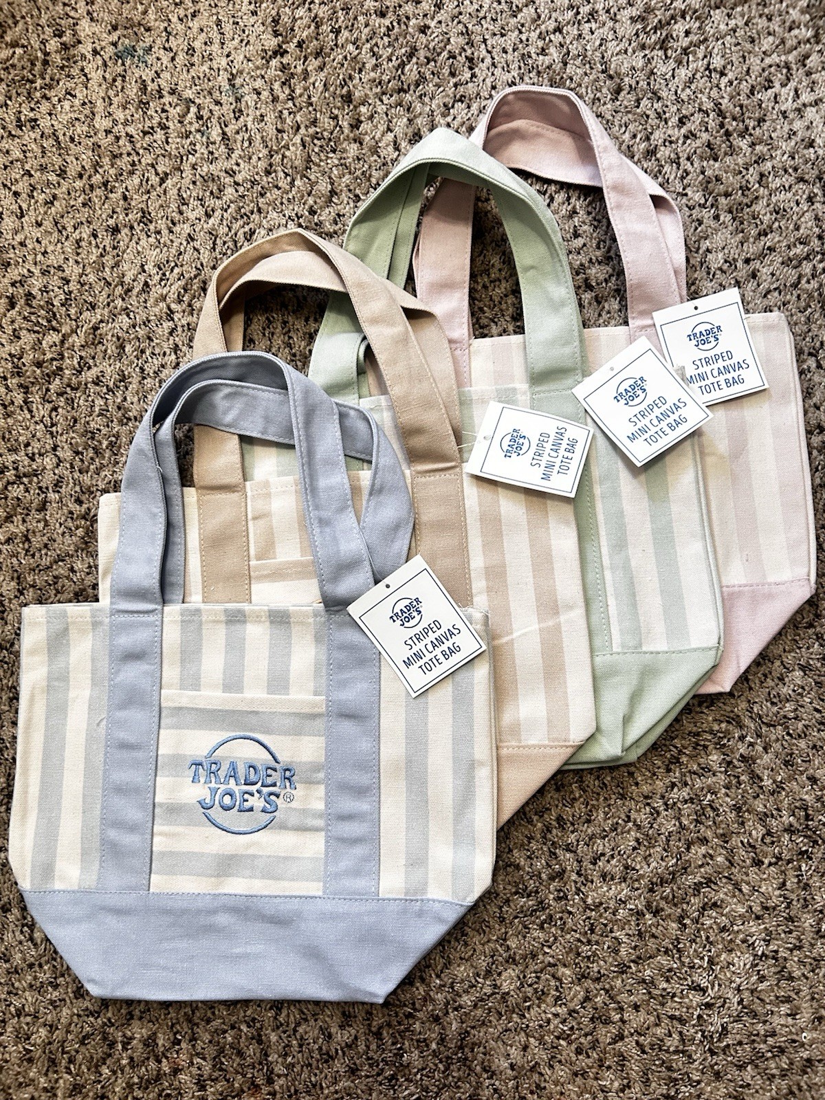 Trader Joe’s Mini Pastel Stripe Canvas Tote Set Of 4 Summer 2026