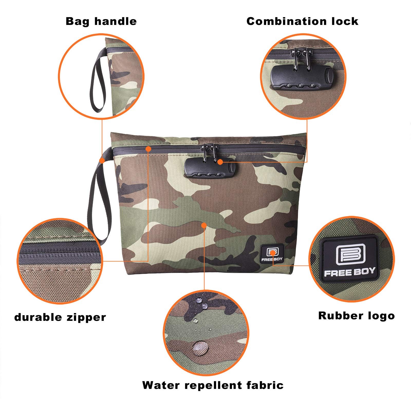 Free Boy Smell Proof Bag 11.8”X8.6 Durable 11.8*9.8 inches, Camouflage