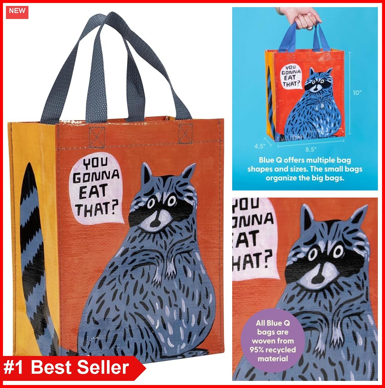Reusable Shopping Tote Bag 10×8.5×4.5 Inch Canvas Eco Friendly Grocery Tote