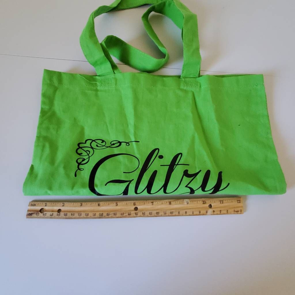 Glitsy SheShed Reusable Shopping Bag Lime Green Foldable Tote 16 x14 In